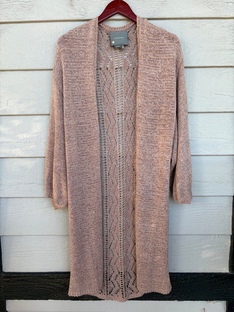 Anthropologie Openwork Knit Long Open Front Duster Cardigan sz ONE SIZE