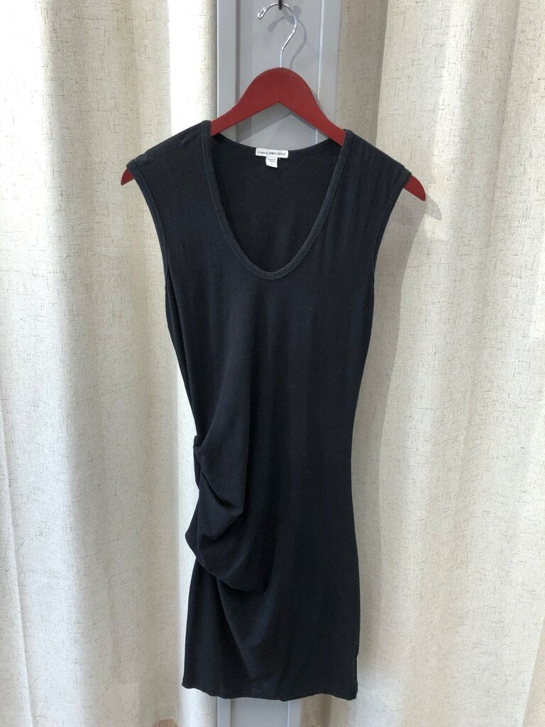 James Perse Black Draped Sleeveless Mini Dress sz 2