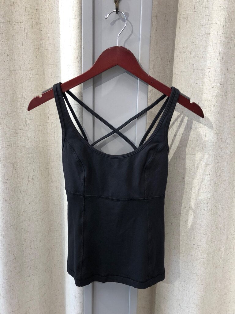 Lululemon Black Strappy Athletic Tank Top sz 12 in. across