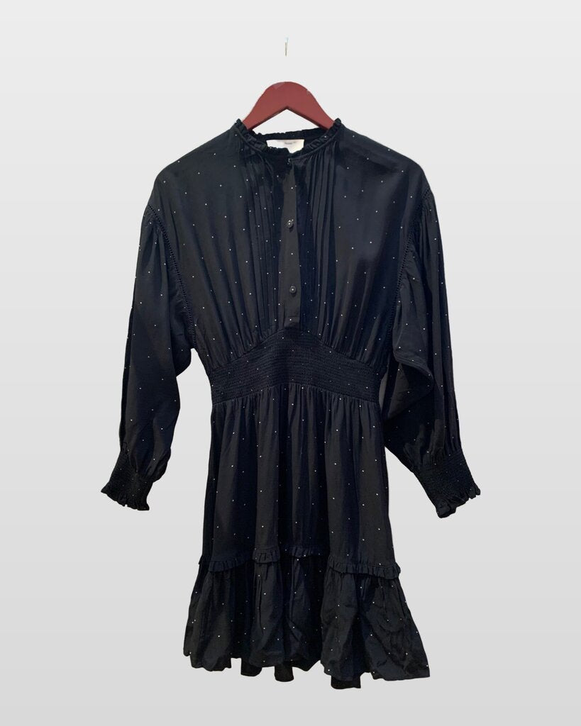 Designers Remix Girls Black Polka Dot Long Sleeve Mini Dress sz 14