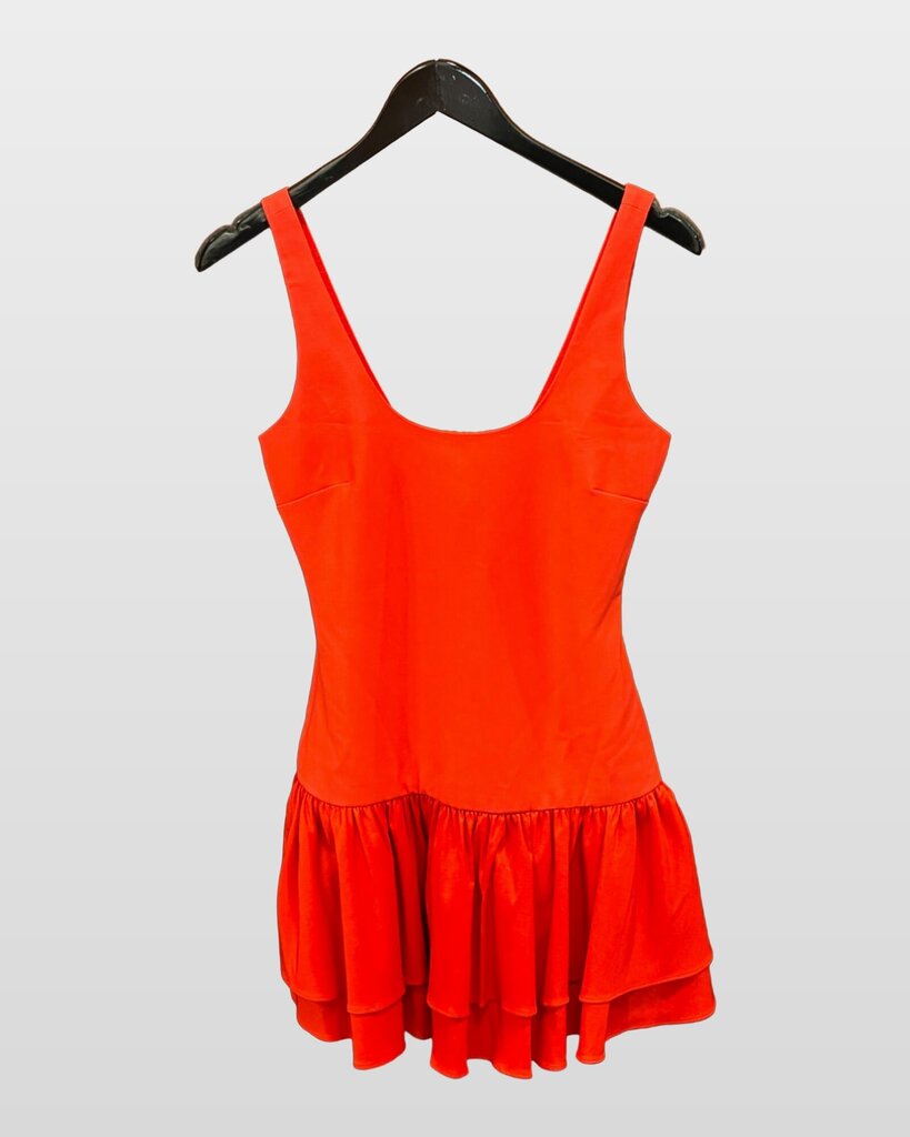Likely Orange Sleeveless Drop-Waist Ruffle Mini Dress sz 2
