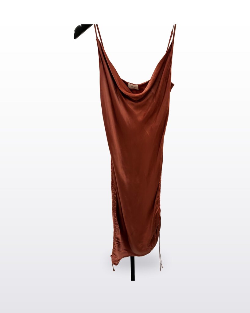 Wilfred Rust Satin Cowl Neck Ruched Slip Dress sz M