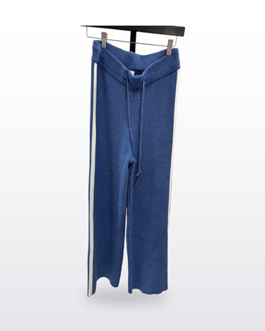 Maeve Blue Knit Wide Leg Side Stripe Pants sz S