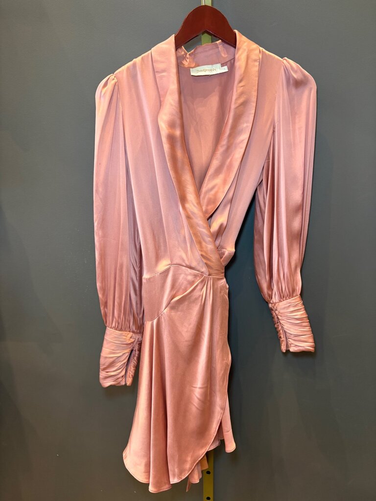 Zimmermann Pink Silk Wrap Mini Dress sz 1