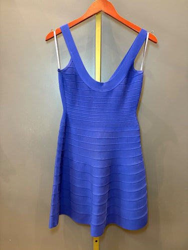 Herve Leger Royal Blue Sleeveless Flared Bandage Dress sz M