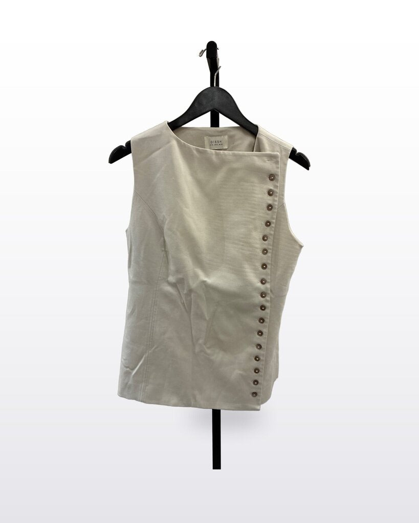 DISSH Off-White Asymmetric Button Vest Top sz 8