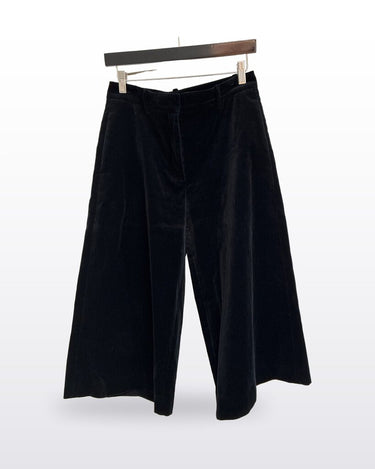 Nili Lotan Black Velvet Wide-Leg Cropped Pants sz 4