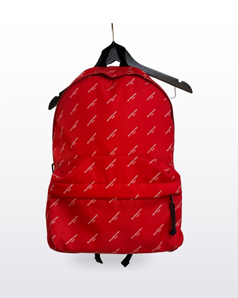 Balenciaga Explorer Backpack in Red Logo Print