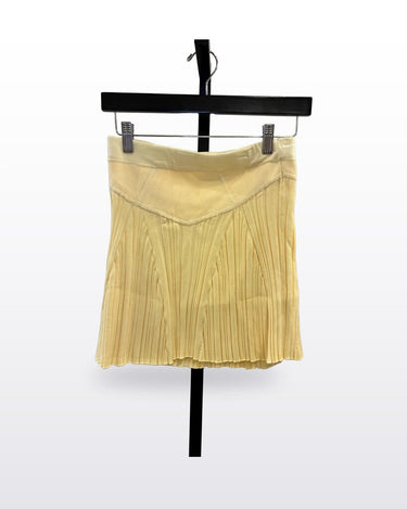 Fleur du Mal Yellow Knit Pleated Mini Skirt sz S