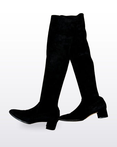 Manolo Blahnik Black Suede Over-The-Knee Boots sz 39