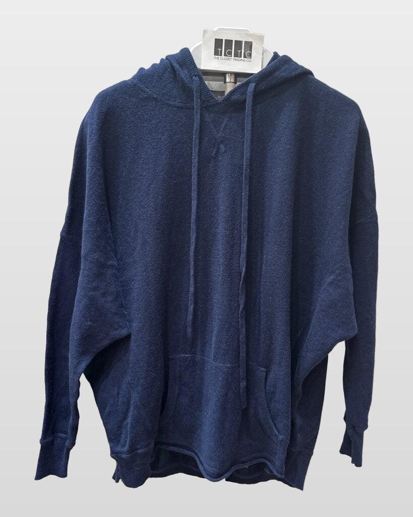 360 Sweater Navy 'Life's A Beach' Cashmere Blend Knit Hoodie sz S