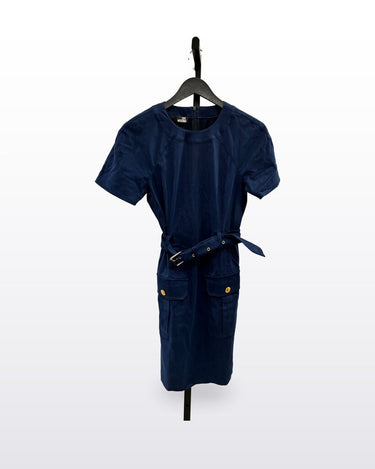 Love Moschino Navy Belted Cargo Pocket Short Sleeve Dress sz 6