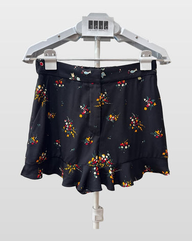 Louis Vuitton Black Floral Ruffle Hem Shorts sz 36