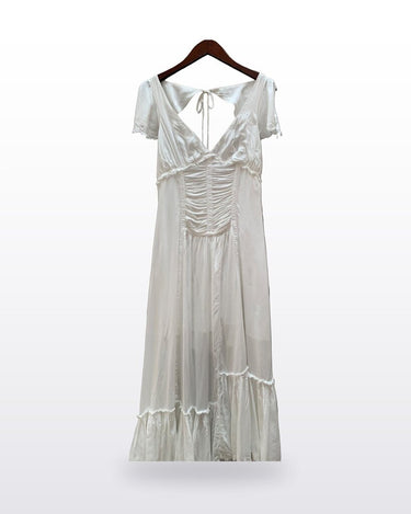 Urban Outfitters White Short Sleeve Ruched Maxi Dress sz M