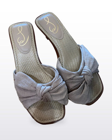 Sam Edelman Beige Knotted Slide Heeled Sandals sz 10