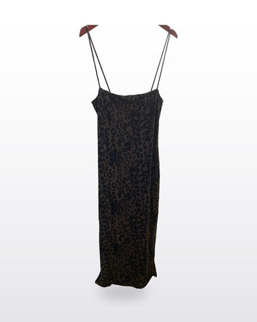Reformation Brown Animal Print Sleeveless Maxi Slip Dress sz L