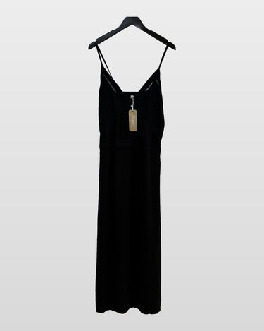 Khush Black Sleeveless Maxi Dress with Crochet Trim sz L