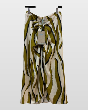 Devotion Twins Olive Abstract Zebra Print Midi Skirt sz M