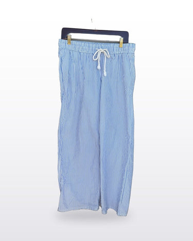 Edikted Blue and White Striped Wide-Leg Drawstring Pants sz L