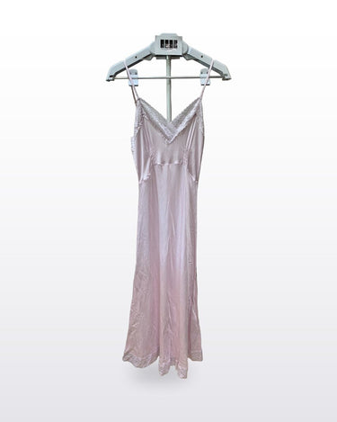 Brazeau Tricot Pink Lace-Trim Slip Maxi Dress sz 1