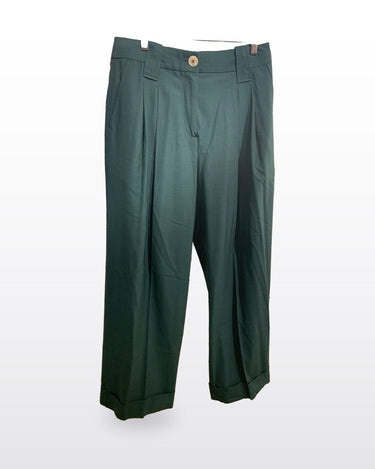 GANNI Green Pleated Wide Leg Trousers sz 36