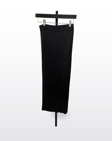 Theory Black Ribbed Knit Midi Skirt sz M