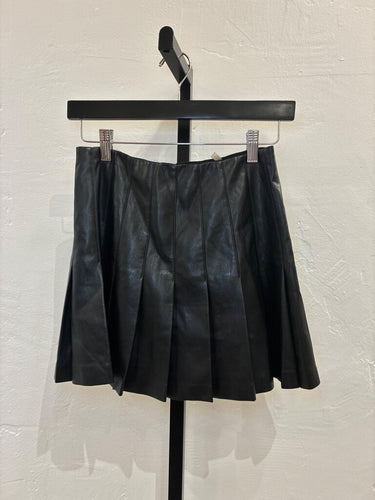 alice + olivia Classics Pleated Vegan Leather Mini Skirt sz 0