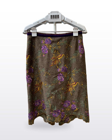 Etro Floral Embroidered Tweed Pencil Skirt sz 42