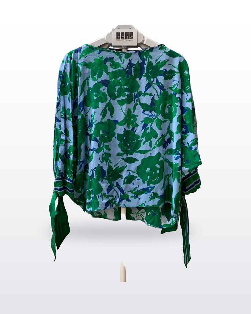 Carolina Herrera Floral Print Tie-Cuff Blouse sz L