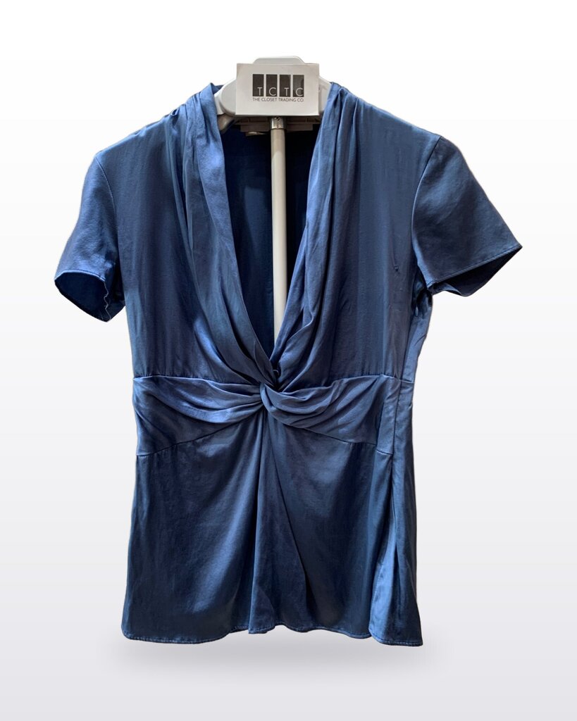 Etro Twist Front Satin Short Sleeve Top sz 46