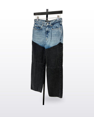 PIRAL Two-Tone Colorblock Straight Leg Jeans sz S
