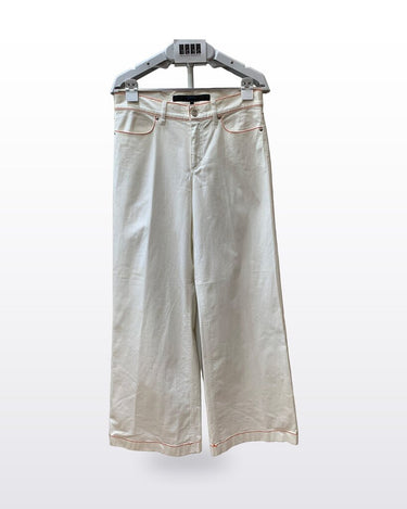 Escada Sport Lindsay White Wide Leg Pants with Contrast Stitching sz 40