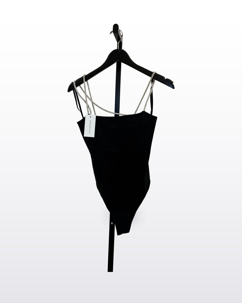 Lovers and Friends Rhinestone Strap Bodysuit sz XS