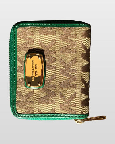 Michael Kors Green MK Monogram Zip-Around Small Wallet