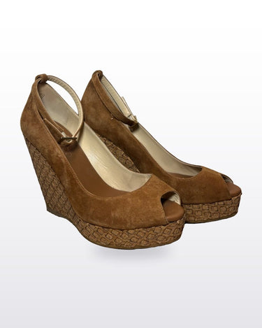 Jimmy Choo Suede Platform Wedge Sandals sz 39 1/2