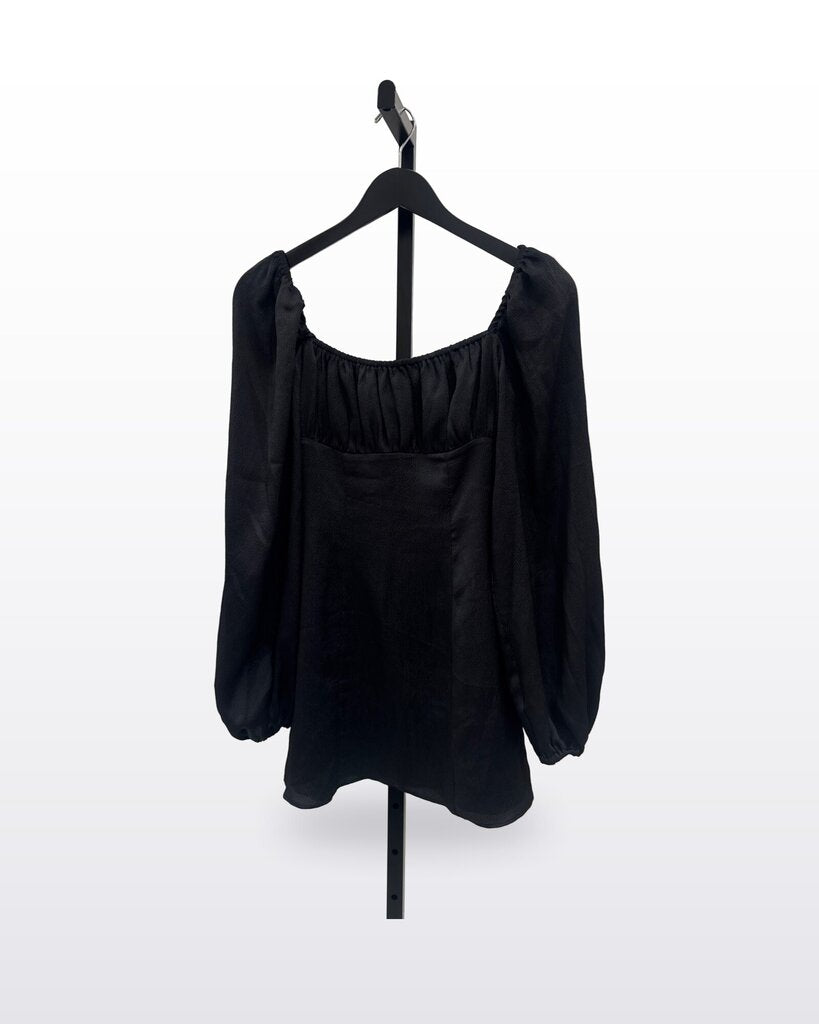 Majorelle Black Long Sleeve Gathered Mini Dress sz XS