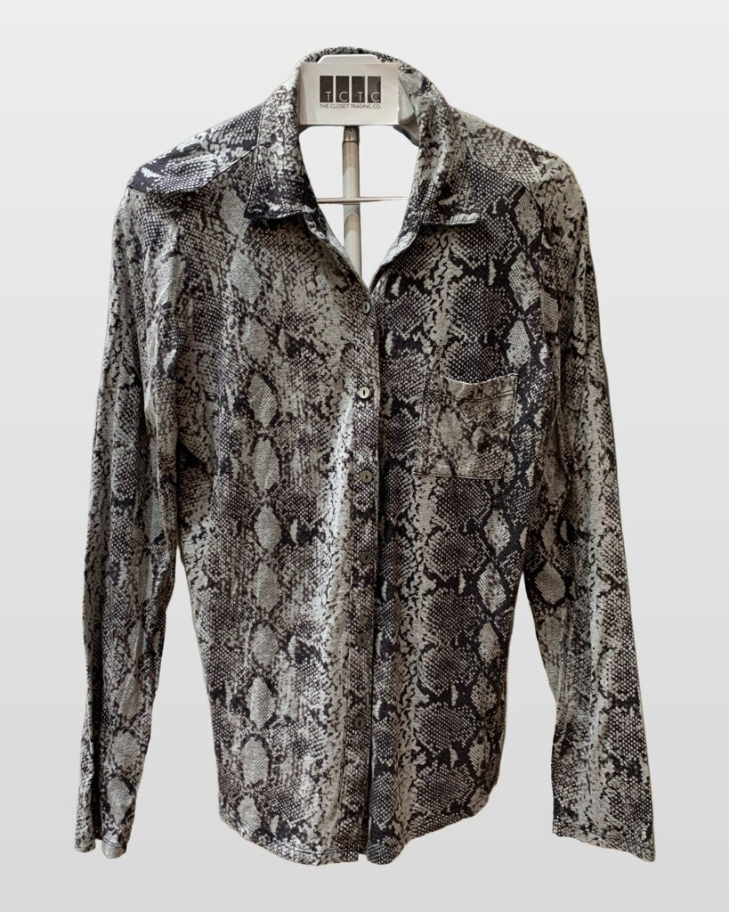 Michael Stars Snakeskin Print Button-Down Long Sleeve Top sz M