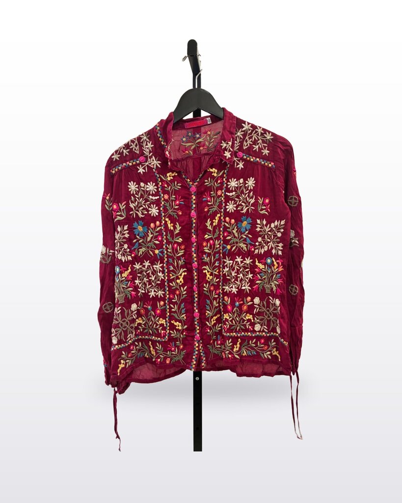 Johnny Was Embroidered Long Sleeve Button-Up Blouse sz XXS