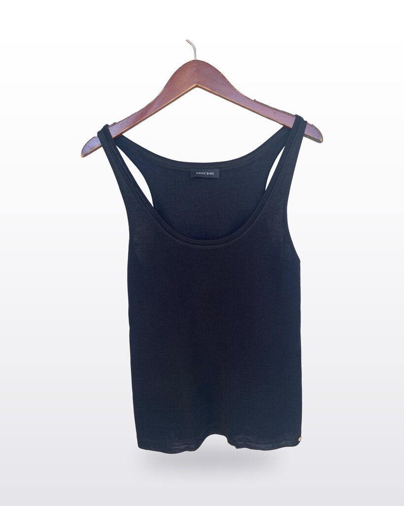 Anine Bing Black Knit Racerback Tank Top sz S