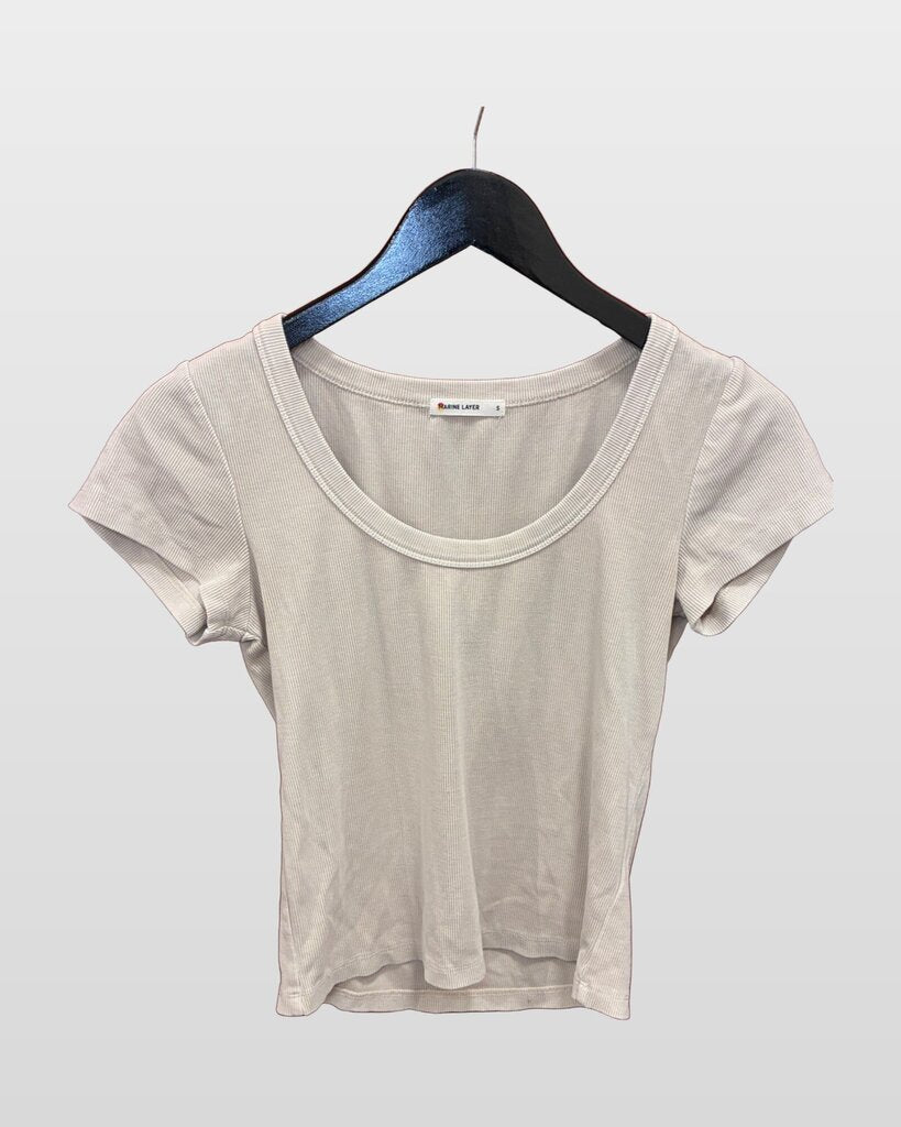 Marine Layer Ribbed Scoop Neck Short Sleeve Top sz S