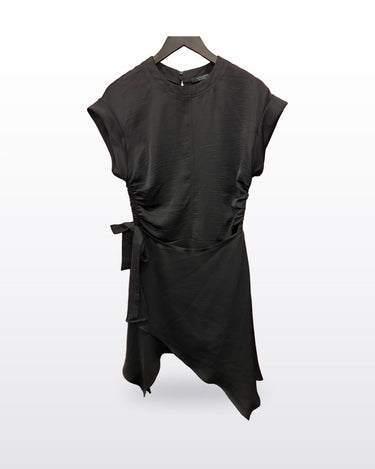 AllSaints Black Short Sleeve Asymmetrical Hem Dress sz 4