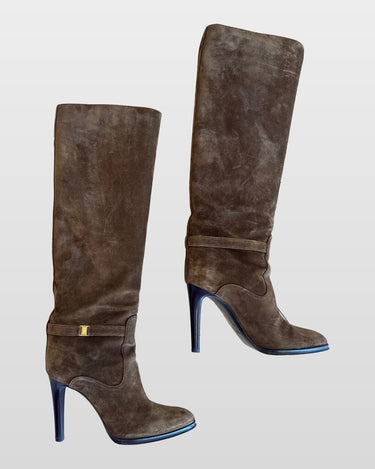 Saint Laurent Brown Suede Knee-High Boots sz 39