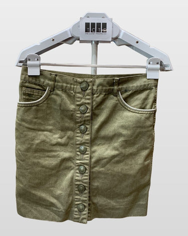 Marc Jacobs Olive Green Button-Front Denim Mini Skirt sz 4