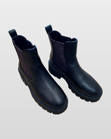 Coach Black Leather Lug Sole Chelsea Ankle Booties sz 36