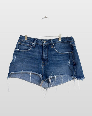 Good American Distressed Raw-Hem Denim Shorts sz 6 / 28