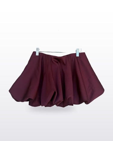 Zara Burgundy Satin Bubble Hem Mini Skirt sz S