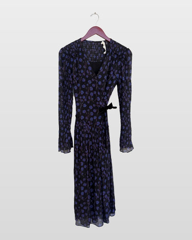 Diane von Furstenberg Floral Smocked Midi Dress sz 2