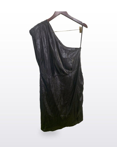 Mango Metallic One-Shoulder Mini Dress sz 10