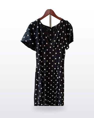 Madewell Black Polka Dot Long-Sleeve Dress sz 6