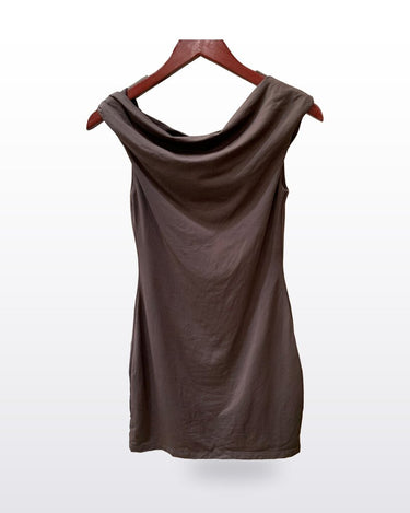 Aritzia Contour Cowl Neck Mini Dress in Brown sz M